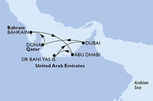 Helló DUBAI! MSC Euribia csoportos hajóút magyar idegenvezetővel | 2025. november 28. - december 6.