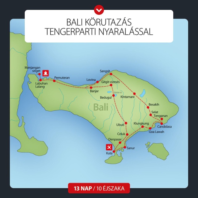 Bali körutazás tengerparti nyaralással 13 nap / 10 éj